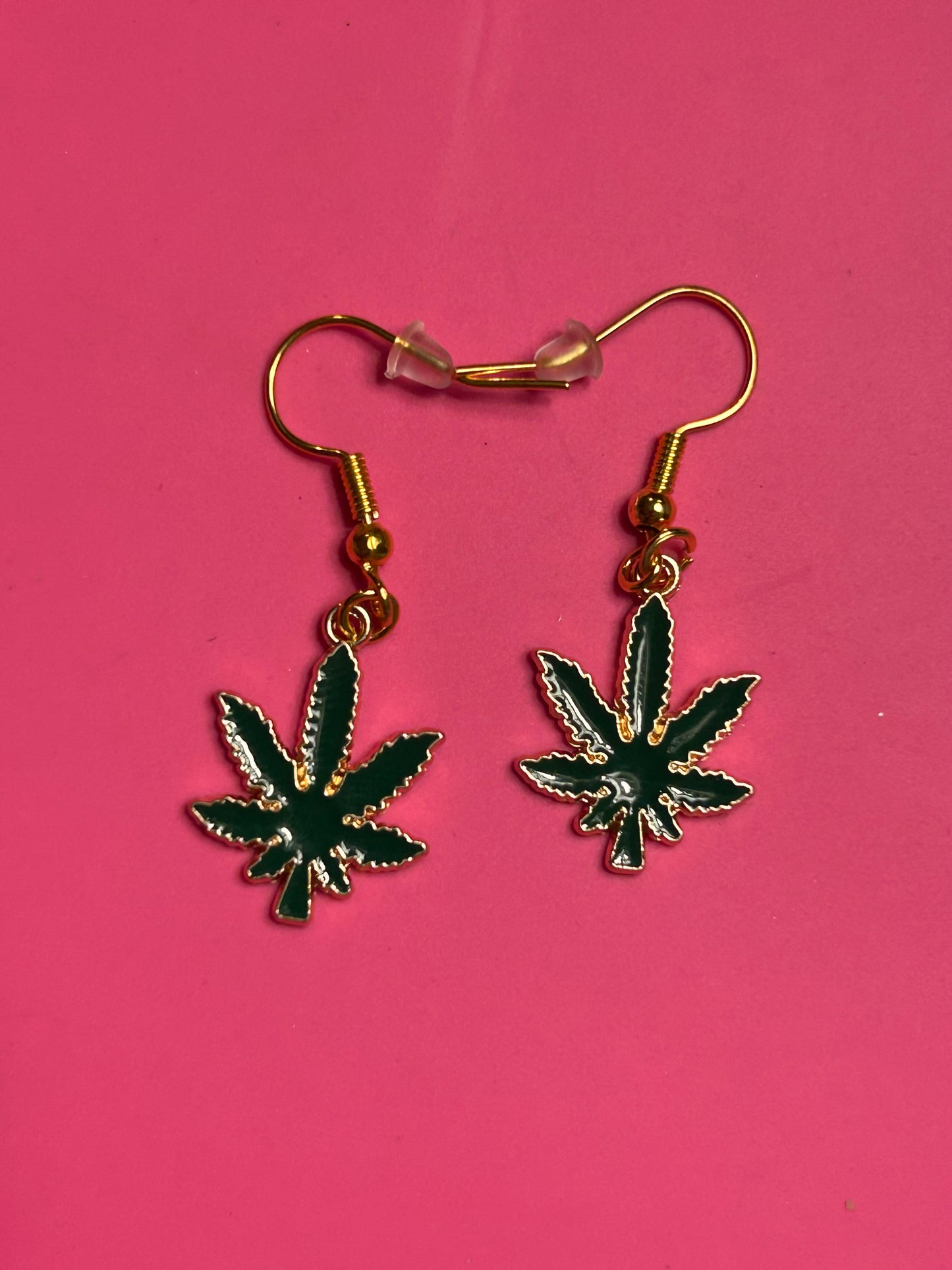 MINI EMERALD LEAF EARRINGS